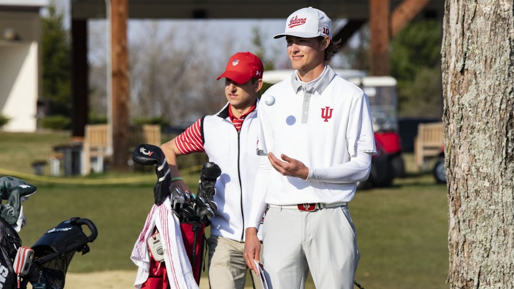 Then-senior Ethan Shepherd tosses a golf ball in the air before playing during the Hoosier Collegiate Invitational on April 4, 2021, at the Pfau Course.  Indiana will compete at the NCAA Regionals from May 16-18 after a ninth-place finish at the Big Ten Championships.