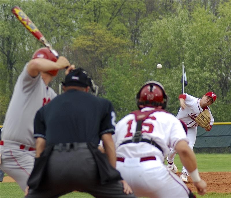 Redshirt sophomore Matt Carr pitches to Miami of Ohio's Adam Eaton during the fifth inning of the Hoosiers' 9-6 loss to the RedHawks on Tuesday afternoon at Sembower Field. Carr walked two runs home during a four-run fifth inning for the RedHawks, which upped the score to 6-2.