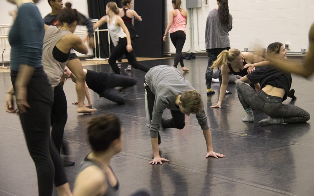 Students in the IU contemporary dance program work on short sets to present to their peers. The dancers had a workshop with members of Gallim Dance, a contemporary dance company based in New York City.