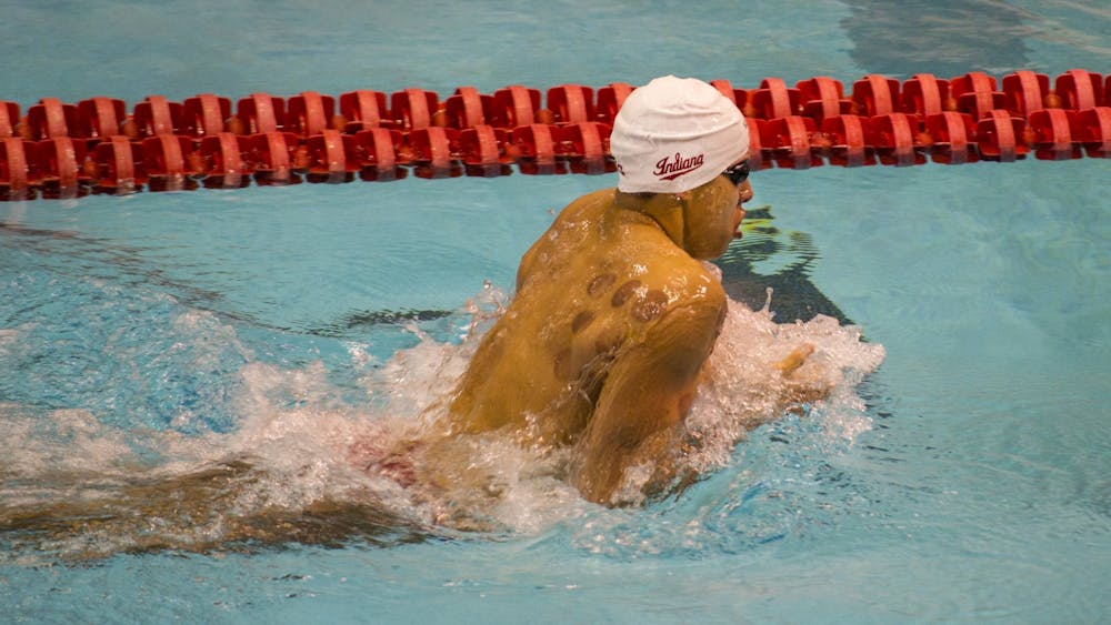 Senior Mohamed Samy swims Jan. 25 in the 200-yard breaststroke in IU&#x27;s meet against Purdue at the Councilman-Billingsley Aquatics Center. The team will compete in the Big Ten Championships Wednesday through Saturday. 