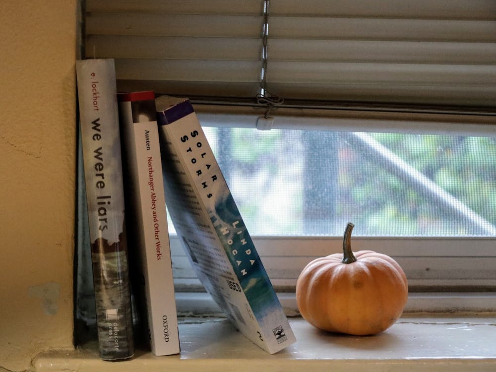 A collection of books sits on a window sill Oct. 25, 2021. IU’s Lilly Library has taken possession of Madeline Kripke’s diverse and wide-ranging dictionary collection, according to an IU News article.