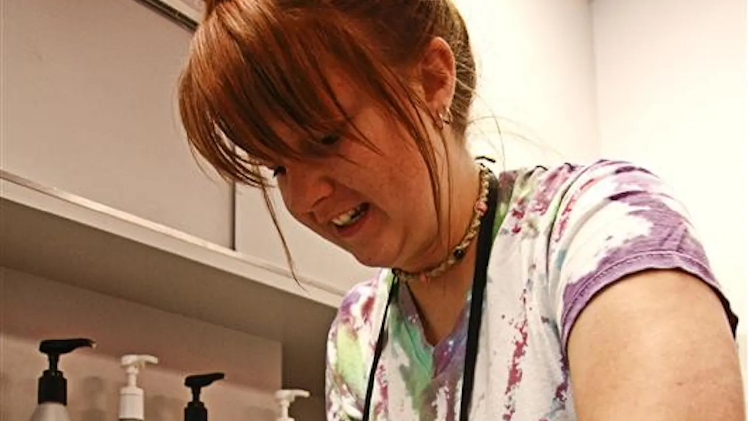Senior Nicky Pater cuts Poland, Ind., resident Hannah Tincher’s hair Sunday afternoon at Great Clips, 115 S. State Road 46.