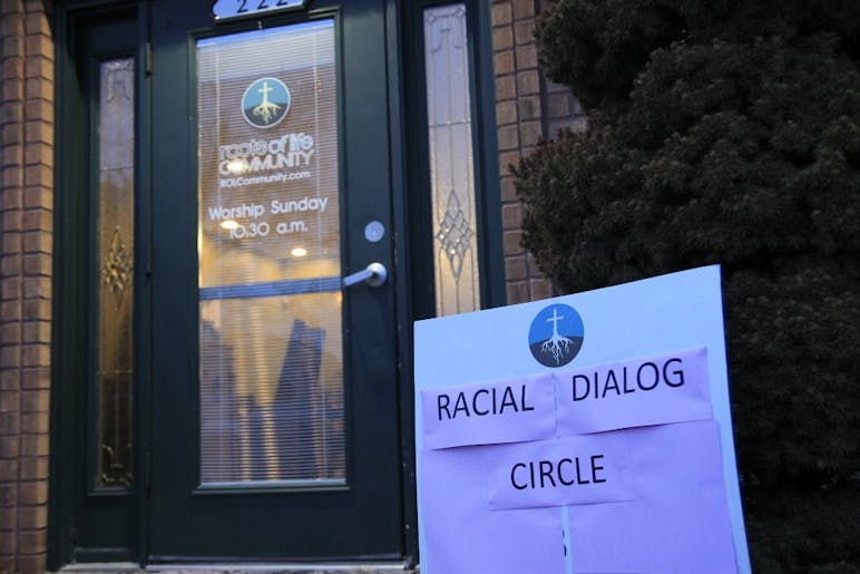 A Racial Dialog Circle meets at the Roots of Life Community Church in Noblesville, Indiana. The course gathers volunteers for a series of discussions about race, with the goal that they create a plan to better their communities.