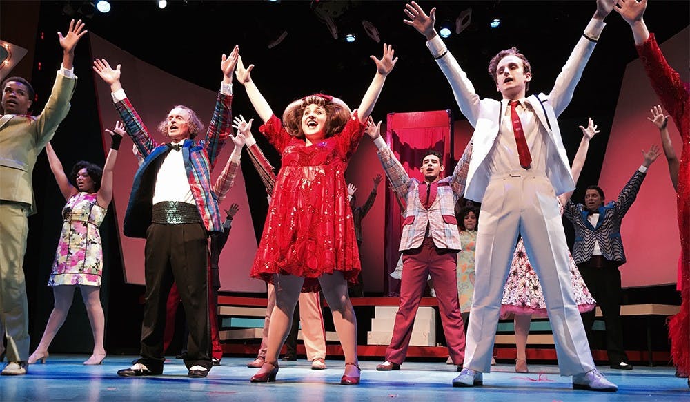 Part of the cast from Cardinal Stage's production of "Hairspray" perform during a dress rehearsal of the show.  "Hairspray" will open on Friday evening.