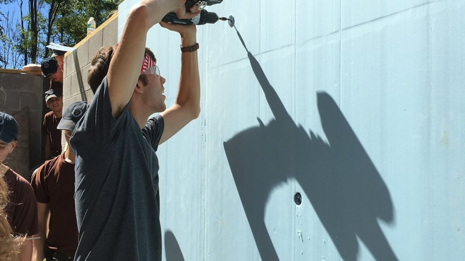 Senior Stewart Rivers with IU Habitat for Humanity attaches the insulation of the basement. The group is part of the international organization Habitat for Humanity, which is intended to build safe and affordable housing across the globe.