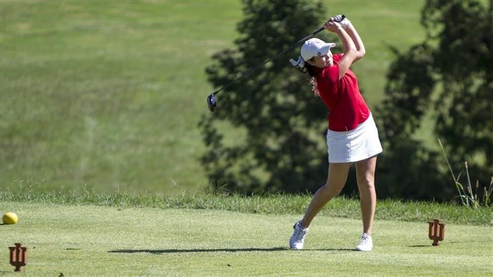 Sophomore Elizabeth Tong tees off at the IU Women's Golf Fall Tournament on Sept. 8, 2012 at the IU Golf Course.