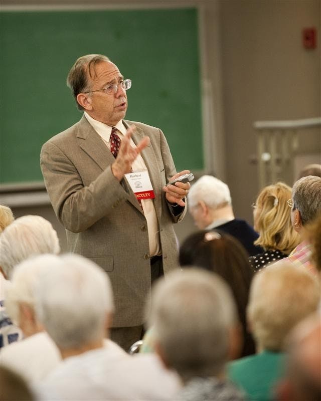 Associate professor of telecommunications Herbert Terry argues against the media "fairness doctrine" Wednesday afternoon in the Frangipani Room at the IMU. Professor Terry spoke during a Mini University session titled "From Rush Limbaugh to Keith Olbermann: Is It Time to Bring Back the Fairness Doctrine?"