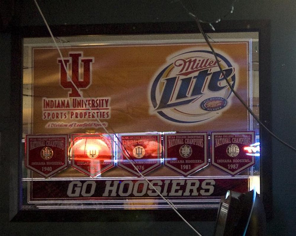 This Miller Lite sign at Kilroy’s shows IU’s logo, despite the University’s policy not to use its trademark to promote alcohol.