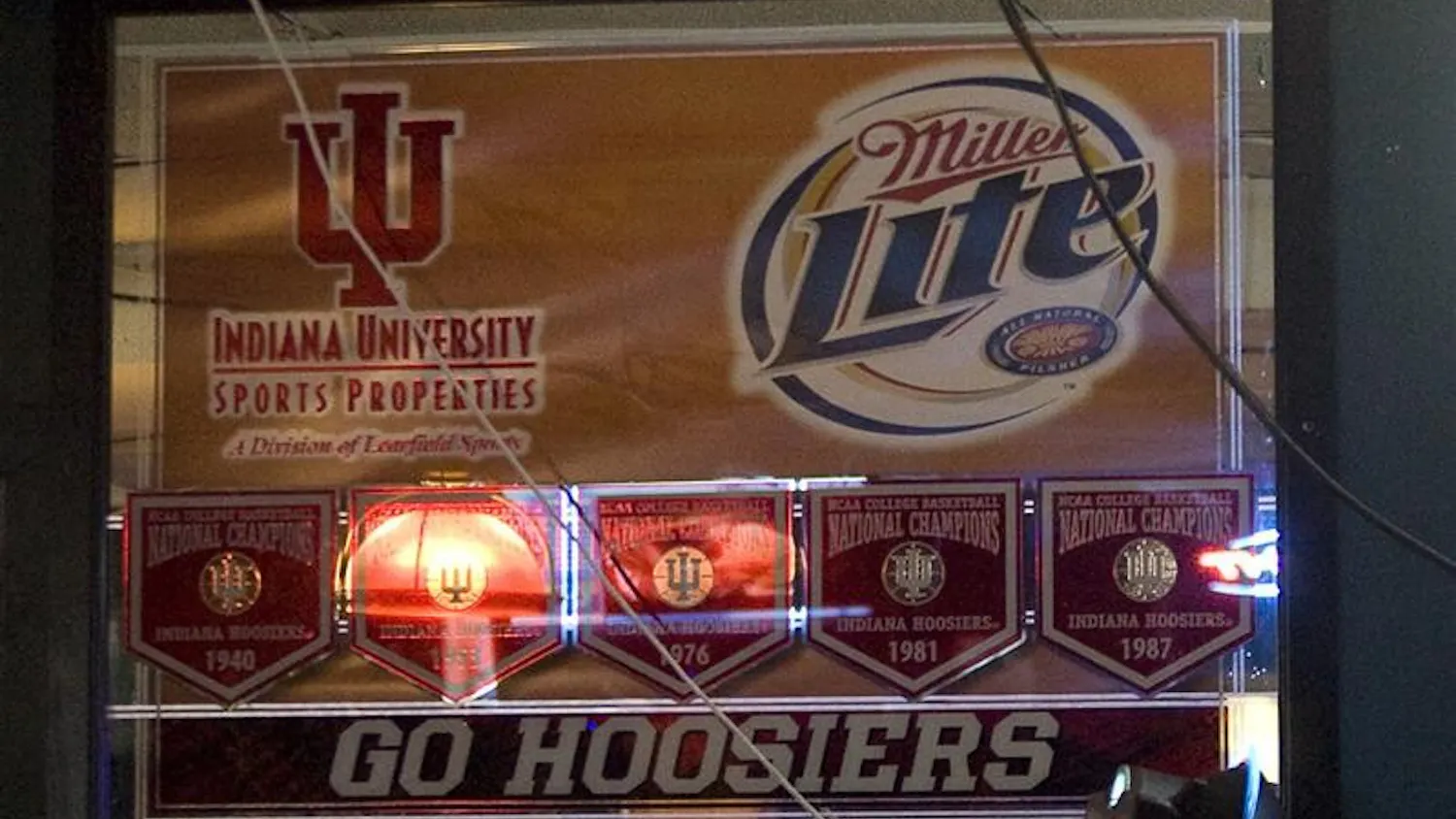 This Miller Lite sign at Kilroy’s shows IU’s logo, despite the University’s policy not to use its trademark to promote alcohol.