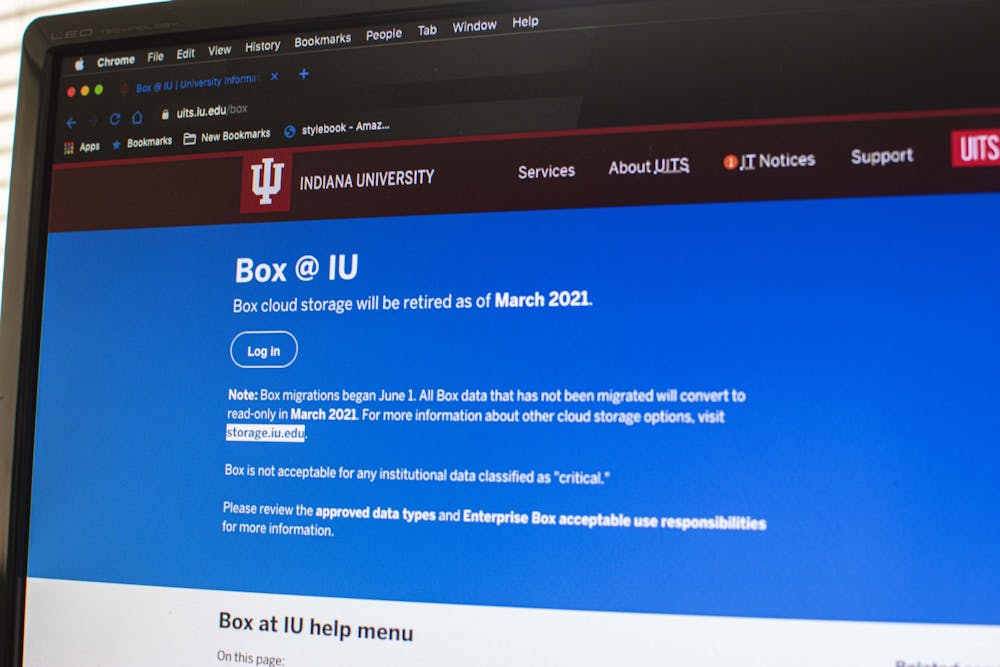 <p>A message explains that IU will stop using Box cloud storage in March 2021. Box is raising its prices and ending its unlimited storage offering.</p>