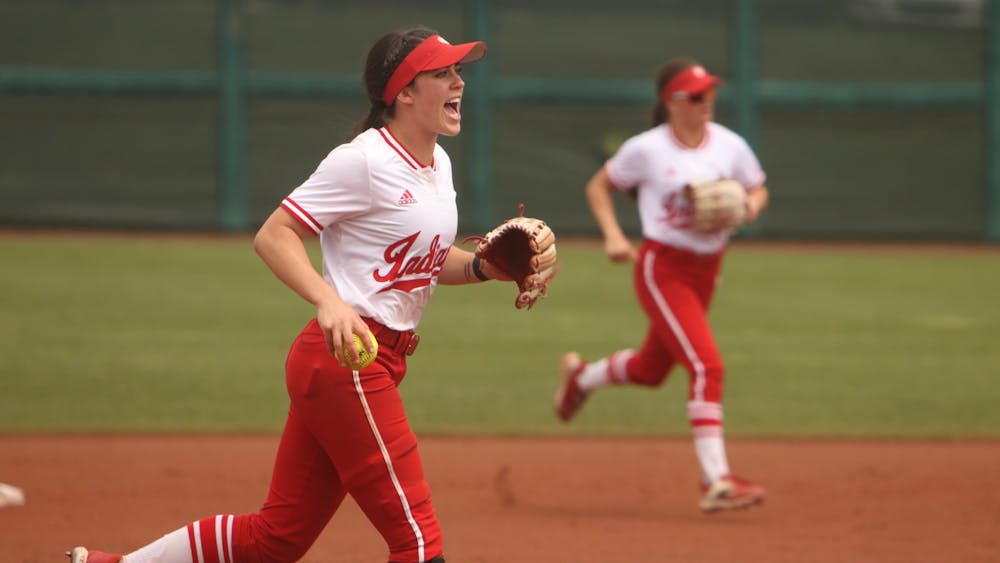  An IU softball player is seen during the game April 24, 2022. Indiana is 23-17 this season entering its doubleheader against Purdue on Tuesday.