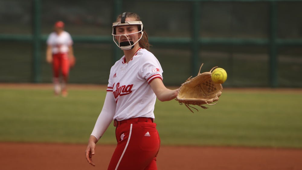 Senior Natalie Foor pitches the ball April 24, 2022, at Andy Mohr Field. Indiana will face Purdue at home for a doubleheader on Tuesday.