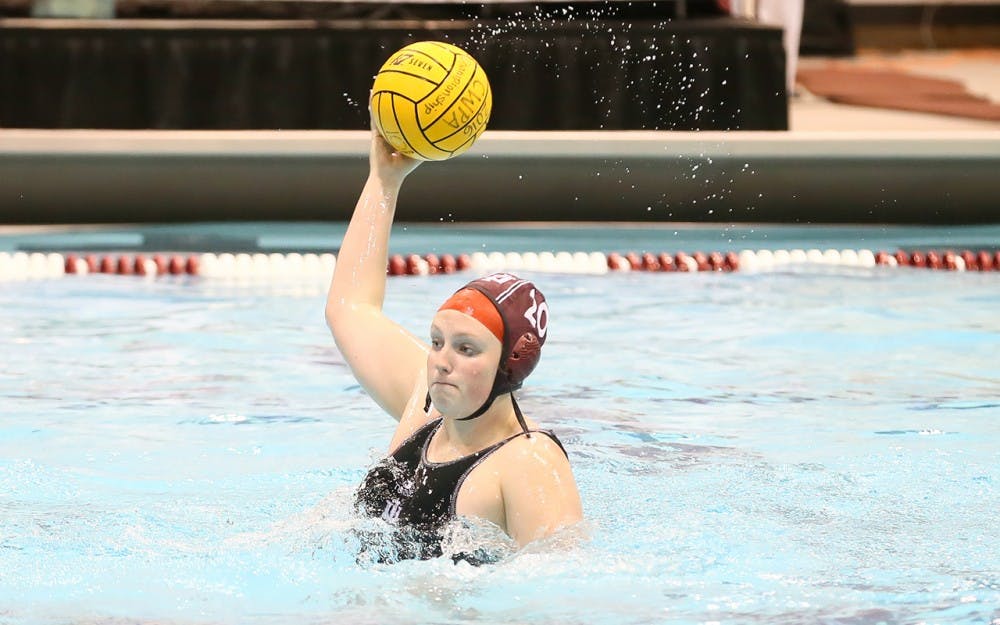 Then-junior Bronwyn Smith handles the ball in last year's CWPA Championship game against Michigan on April 30, 2016. Smith is now IU's lone senior and scored a hat trick on senior night on Friday.