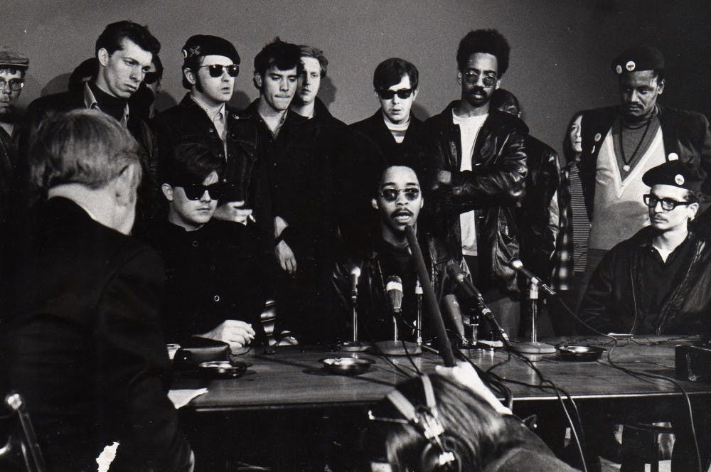Members of&nbsp;the&nbsp;Original Rainbow Coalition speak at a&nbsp;press conference&nbsp;on April 4, 1969 in Chicago,&nbsp;commemorating the first anniversary of Dr. Martin Luther King's death.&nbsp;