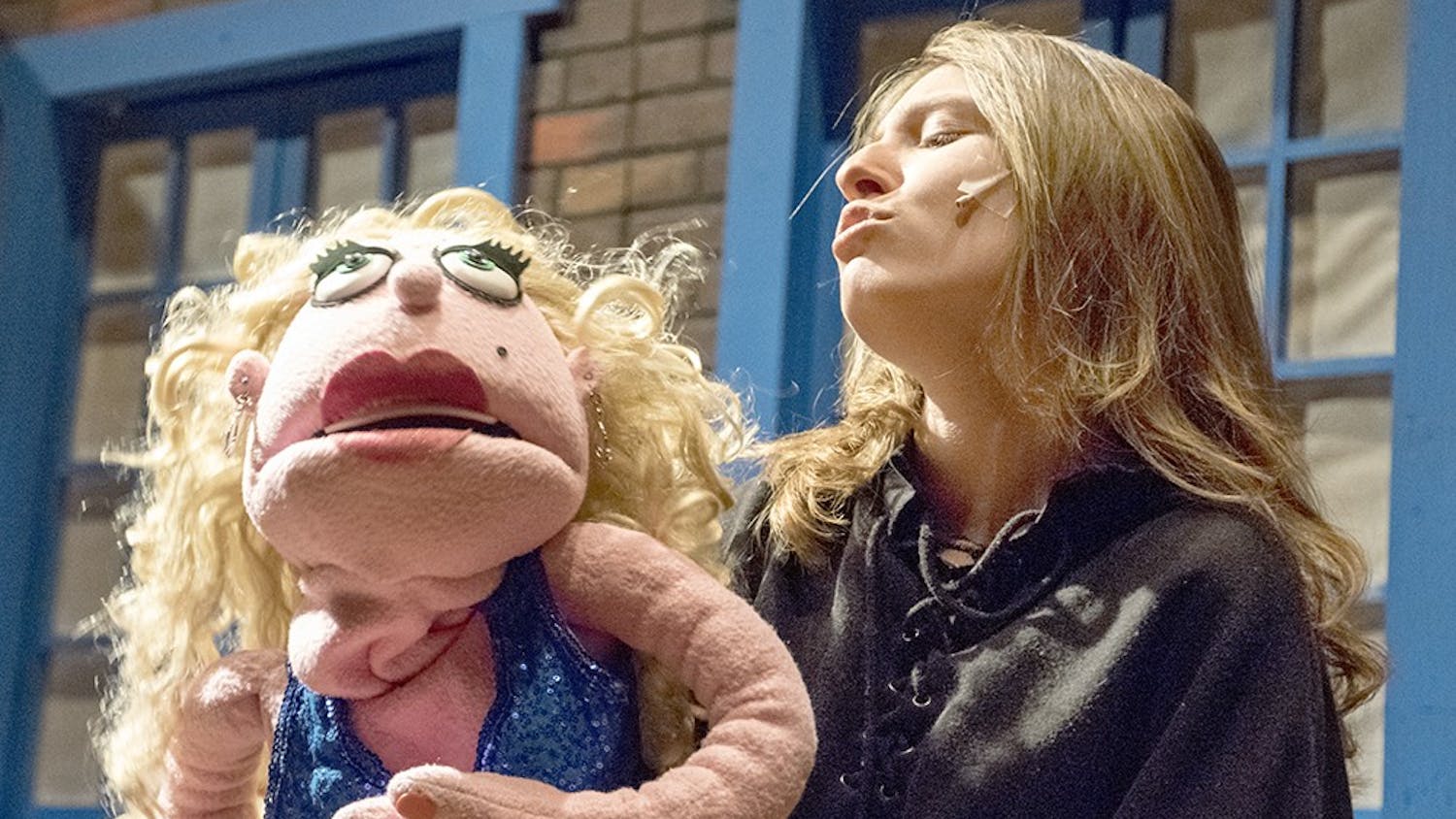 Maia Katz practices her role during a rehearsal of Avenue Q Monday evening at Ivy Tech John Waldron Arts Center. Avenue Q is a musical consisted of humans and puppets. Tho show will be presented Thursday. 