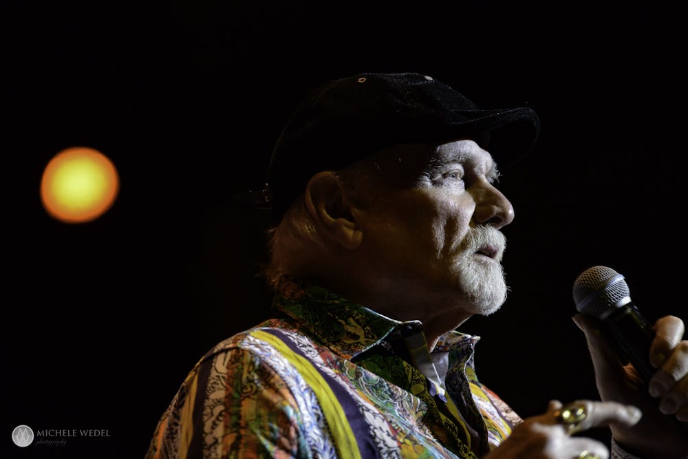 <p>Mike Love, founding member of the Beach Boys, sings Feb. 29 in Brown County Music Center. The Beach Boys performed twice Feb. 29 at the center.</p>