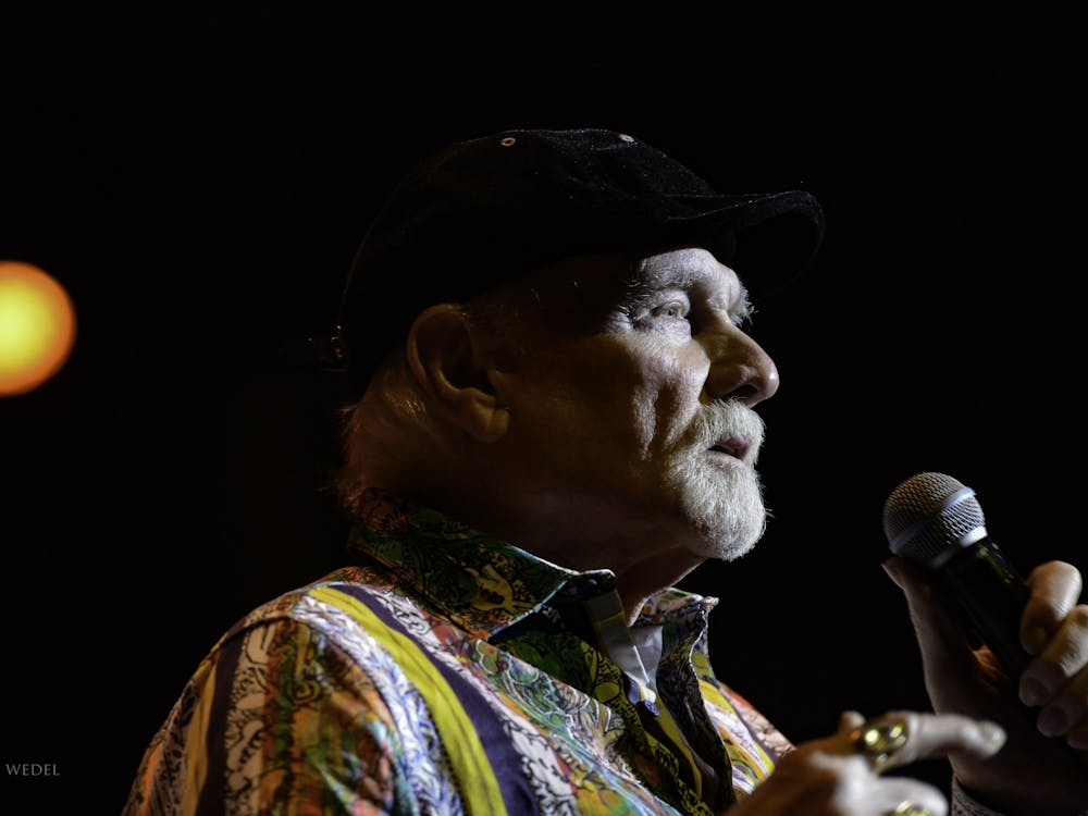 Mike Love, founding member of the Beach Boys, sings Feb. 29 in Brown County Music Center. The Beach Boys performed twice Feb. 29 at the center.