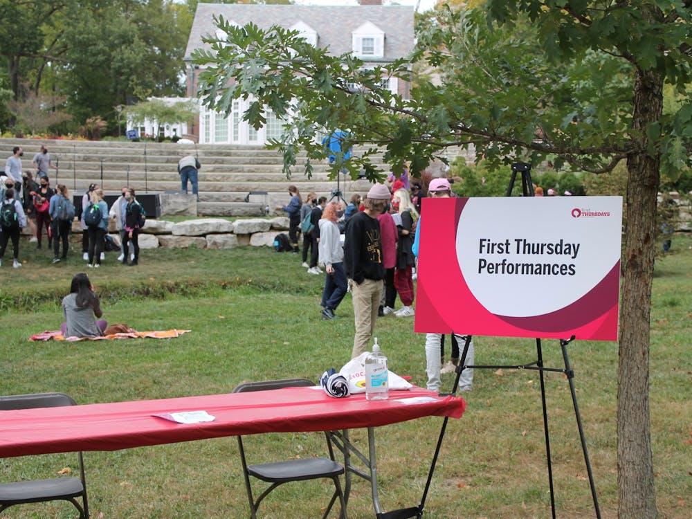 Students gather near the Conrad Prebys Amphitheater Oct. 1, 2020, for the First Thursday Festival. The monthly festival begins Sept. 2, 2021, and will be held from 5-8 p.m. in the Arts Plaza.