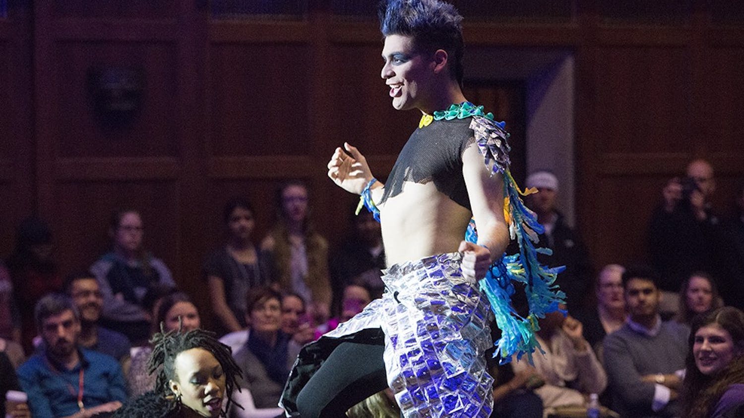 Titanlum Peron dances in the Condom Fashion Show at IMU Alumni Hall on Thursday night.