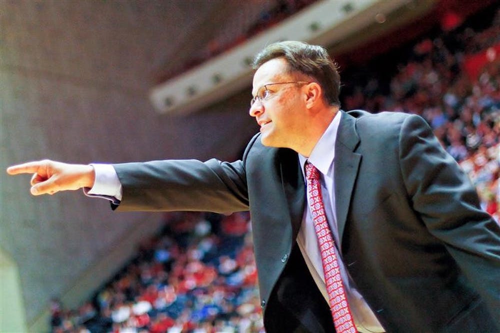 IU coach Tom Crean instructs from the sideline during IU's 103-71 win over Division III Anderson on Saturday at Assembly Hall.