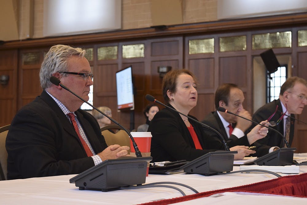 Val Nolan Professor of Law Provost and Executive Vice President pf Indiana University, Lauren Robel, presented in Board of Trustees metting on Friday Morning at IMU Alumni Hall. The Board of Trustees is about the operation of Univerisity which happens seven times a year.