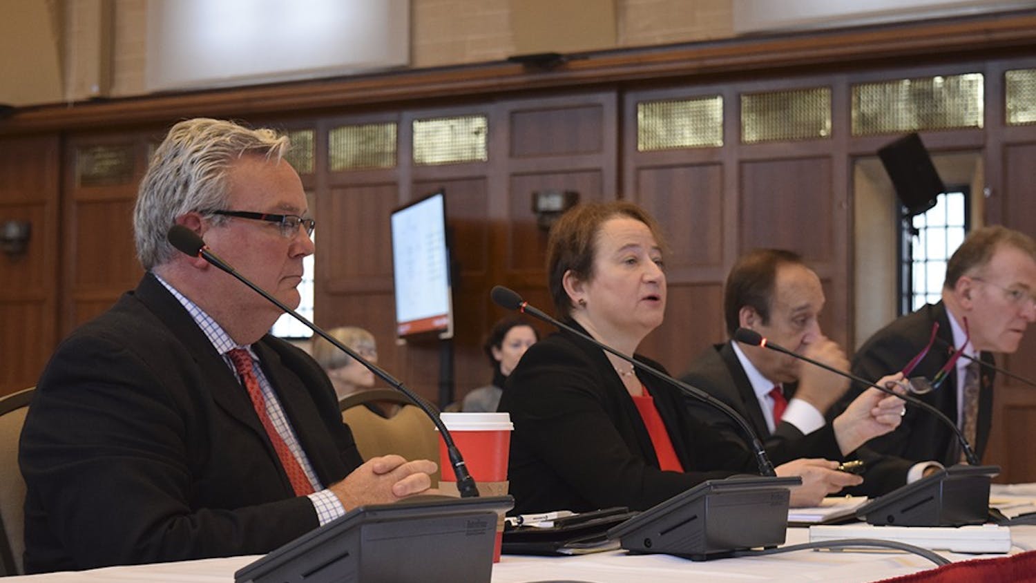 Val Nolan Professor of Law Provost and Executive Vice President pf Indiana University, Lauren Robel, presented in Board of Trustees metting on Friday Morning at IMU Alumni Hall. The Board of Trustees is about the operation of Univerisity which happens seven times a year.