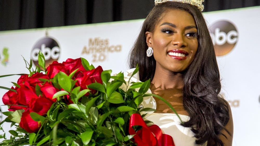 Miss New YorkNia Imani Franklin appears at a press conference after she was crowned Miss America 2019 on Sept. 9, 2018, in Atlantic City, New Jersey.
