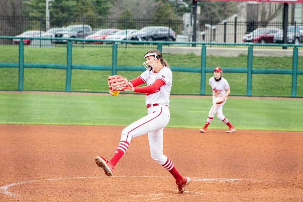 Then Freshman Pitcher Amber Linton enters her wind up against Michigan on March 26. Linton transferred to the University of New Mexico after playing her freshman year at IU.
