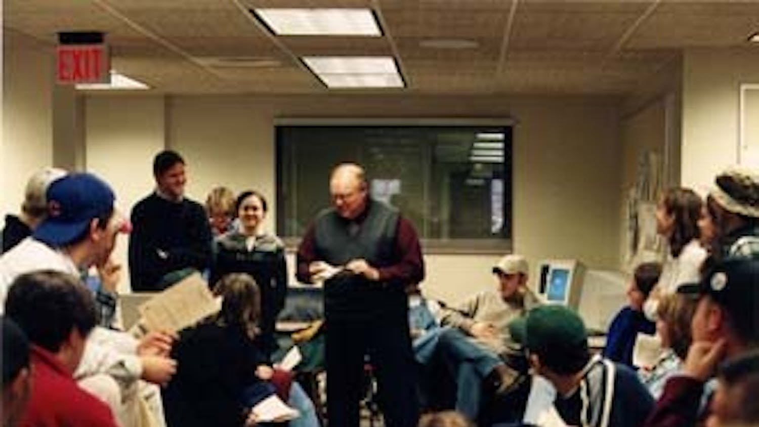 December 1998 Senior Recognition Day - Publisher Dave Adams addresses staff
