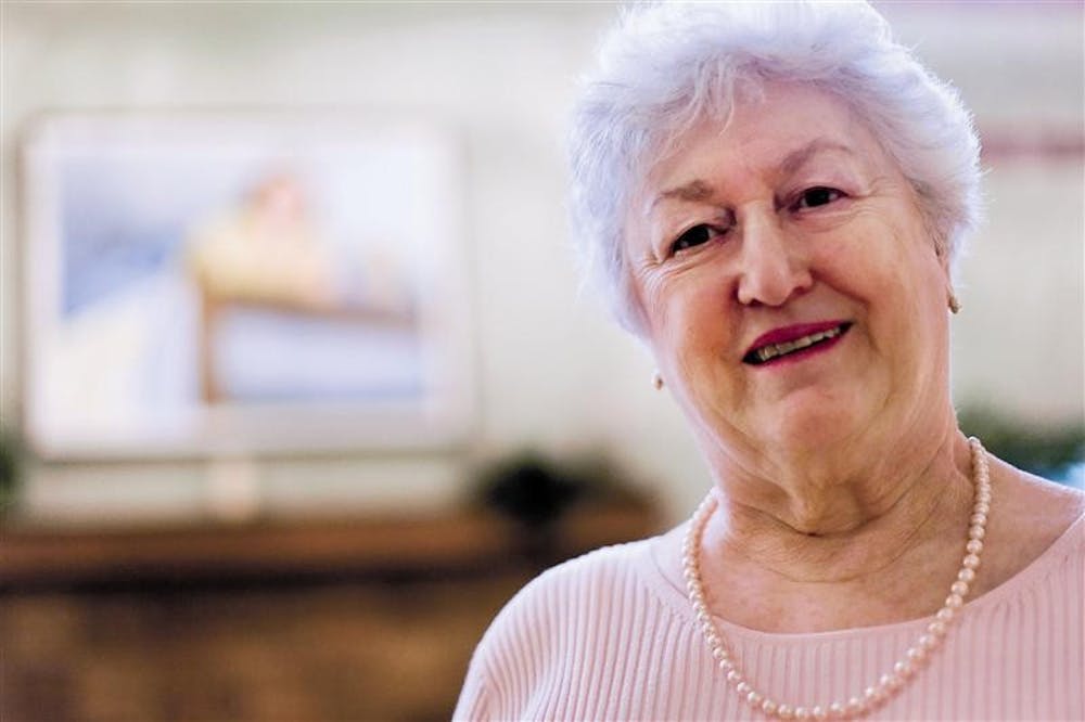 Peg Howard, co-founder of Jill's House along with her husband Bud Howard, sits in the gethering room of the center Nov. 14th. Jill's House provides temporary housing for those seeking cancer treatment at the IU Cyclotron's Midwest Proton Radiation Institute.