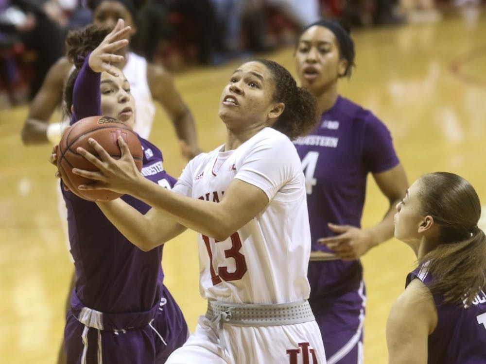 IU sophomore guard Jaelynn Penn attempts a layup in the second half of the IU women’s basketball game against Northwestern on Jan 16. The Hoosiers would fall 75-69 to Northwestern.&nbsp;