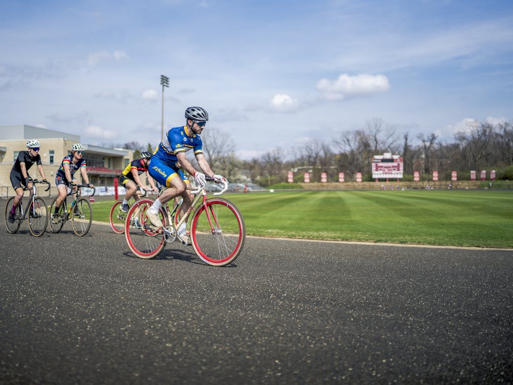 Riders of the men&#x27;s teams take a practice lap during Media Day April 4, 2023. The Little 500 men&#x27;s race takes place on Saturday at 2 p.m.﻿