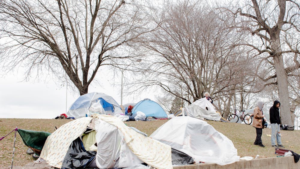 Tents were set up in Seminary Park at 100 W. Second St. on Dec. 8. The Community and Family Resources Department supports local organizations through grant-making and facilitating communication. 