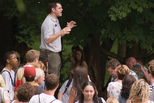 IDS File PhotoAlex Bruce, a student coordinator for IU Orientation, instructs parents and students before a group advising session during IU Orientation 2006. Orientation for new students will began Tuesday and will continue until the middle of July.