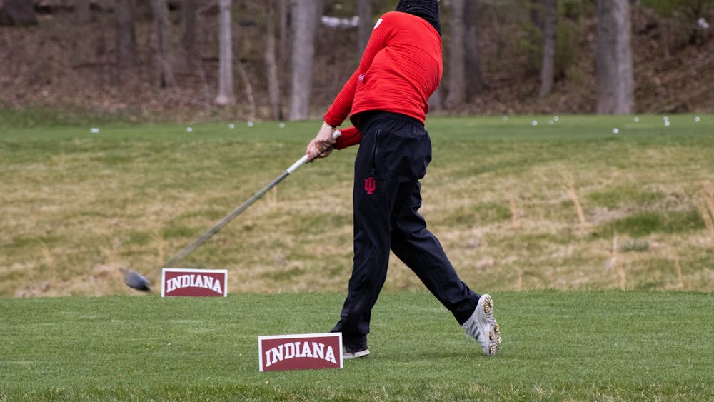 Senior Alexis Miestowski drives a ball at IU Invitational April 9, 2022. Indiana finished in fourth place out of 11 teams at the IU Invitational this weekend at the Pfau Course in Bloomington.