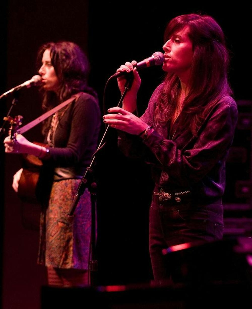 The Watson Twins perform Friday evening at the Buskirk-Chumley Theater. The Twins opened for Ben Kweller.