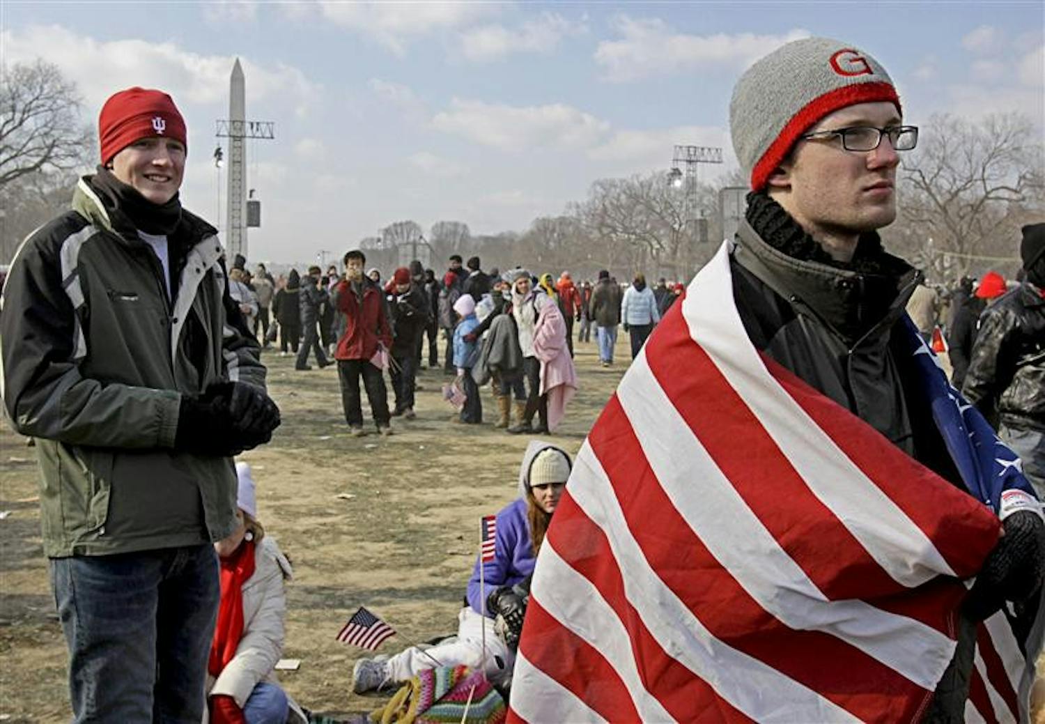 IU juniors Andrew and David Murto look at the Capitol after Obama's speech Tuesday afternoon in Washington.