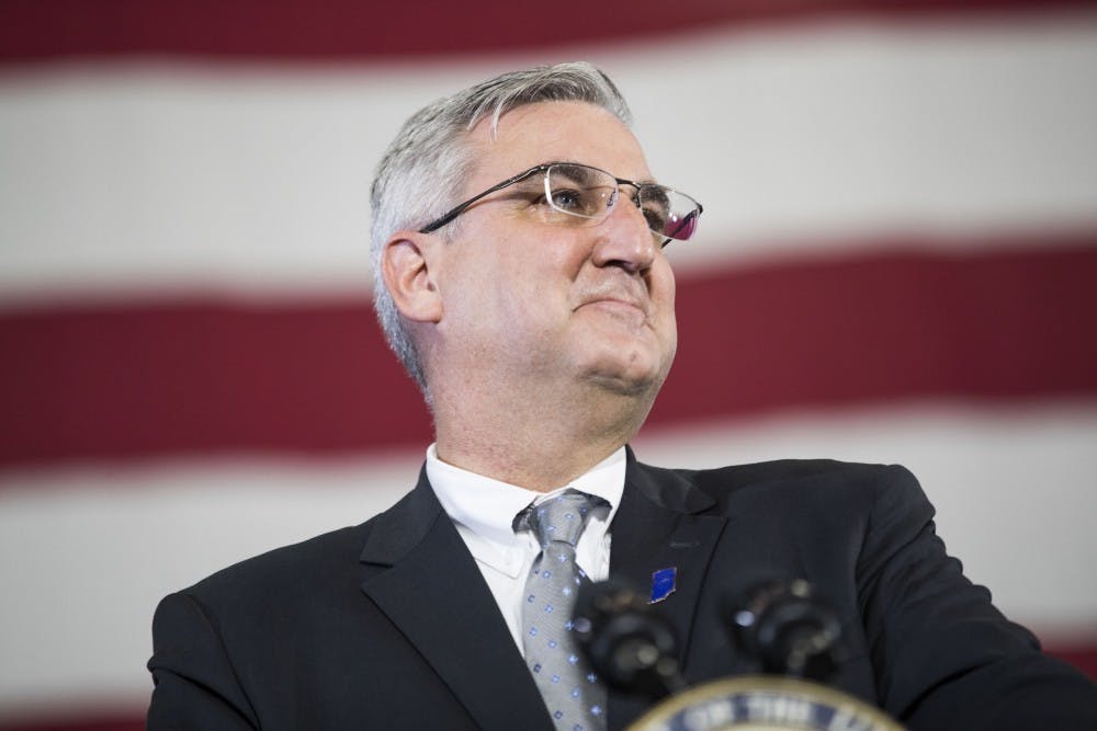 <p>Gov. Eric Holcomb speaks Sept. 22, 2017, at the Wylam Center of Flagship East in West Lafayette, Indiana. ﻿</p>