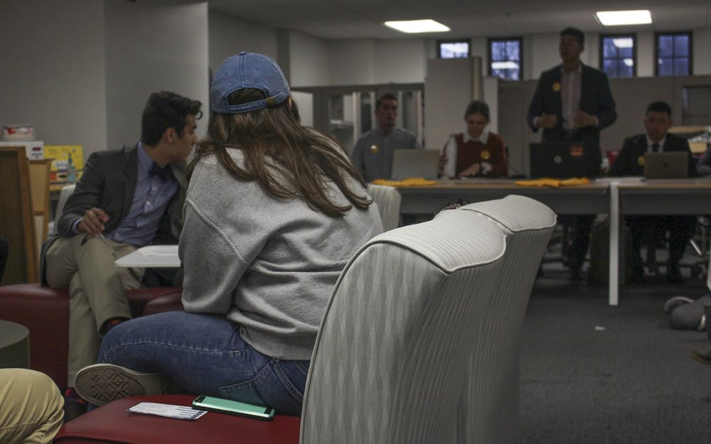 Focus for IUSA President&nbsp;hopeful Brandon Sakbun discusses their campaign's intention to collaborate with other student organizations, which do not receive as much funding as IUSA. At the Town Hall Meeting Tuesday evening, the executive hopefuls disagreed&nbsp;on the best method of allocating budgets to serve IU's student body.