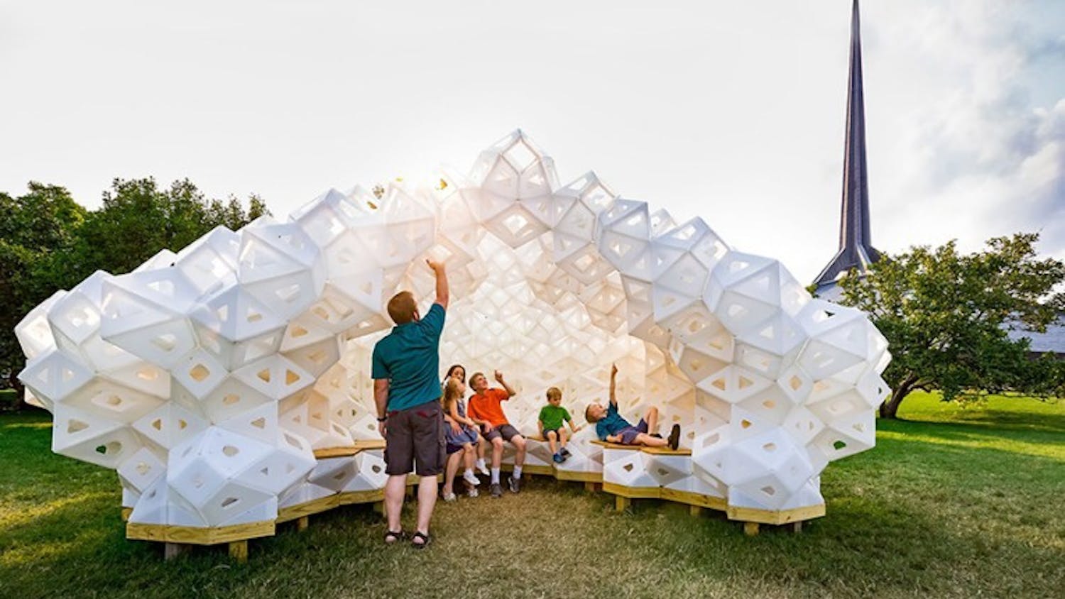 "Synergia", a public architectural pavilion, was designed by IU School of Art and Architecture + Design students in 2017. "Synergia" will be coming to IU over spring break.