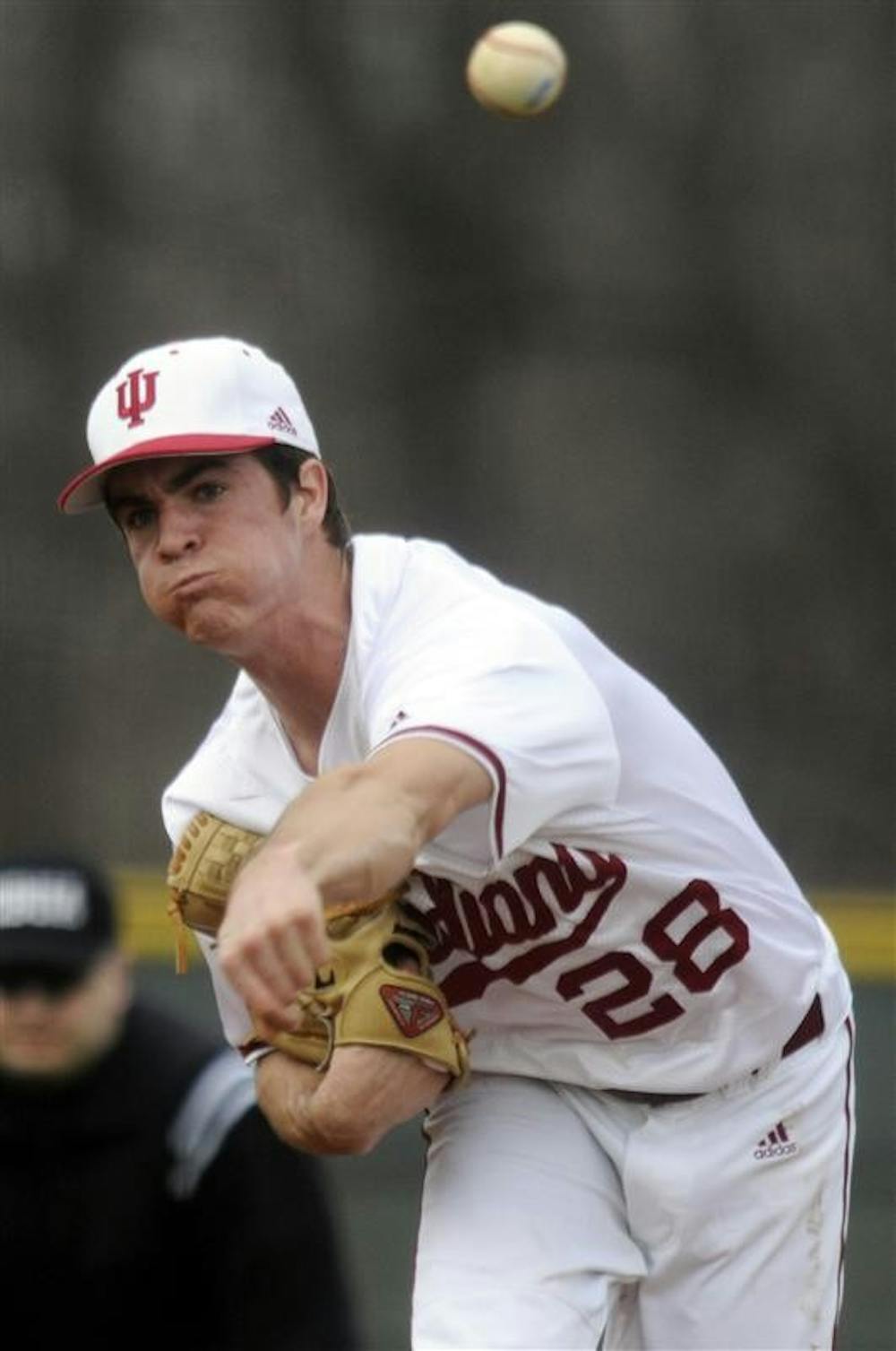 IU pitcher Marshall Gorham throws to a Morehead State batter during IU's 18-3 win Tuesday at Sembower Field.