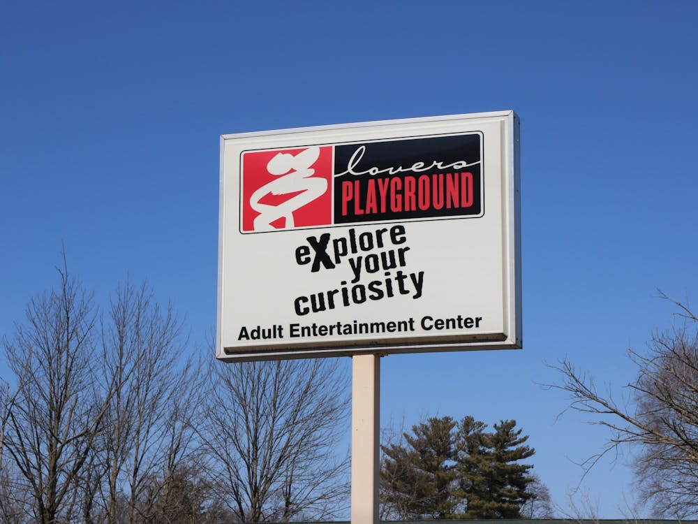 The sign outside of "Lovers Playground" is pictured. Bloomington adult entertainment businesses such as Lovers Playground experienced an increase in customers after the pandemic began.