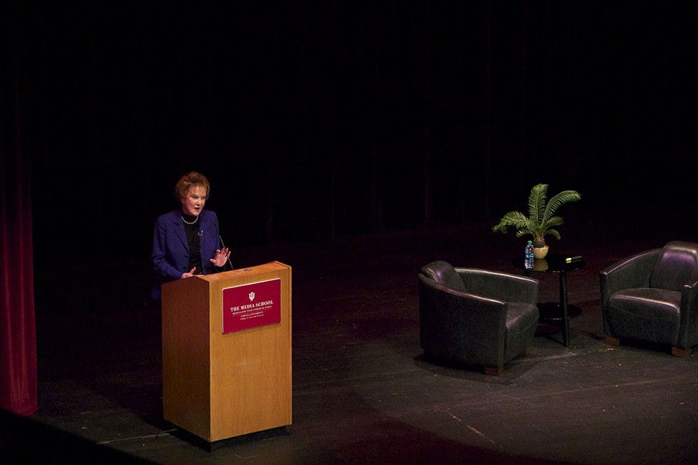 Margaret Warner speaks at the Buskirk-Chumley Theater on Monday. 
