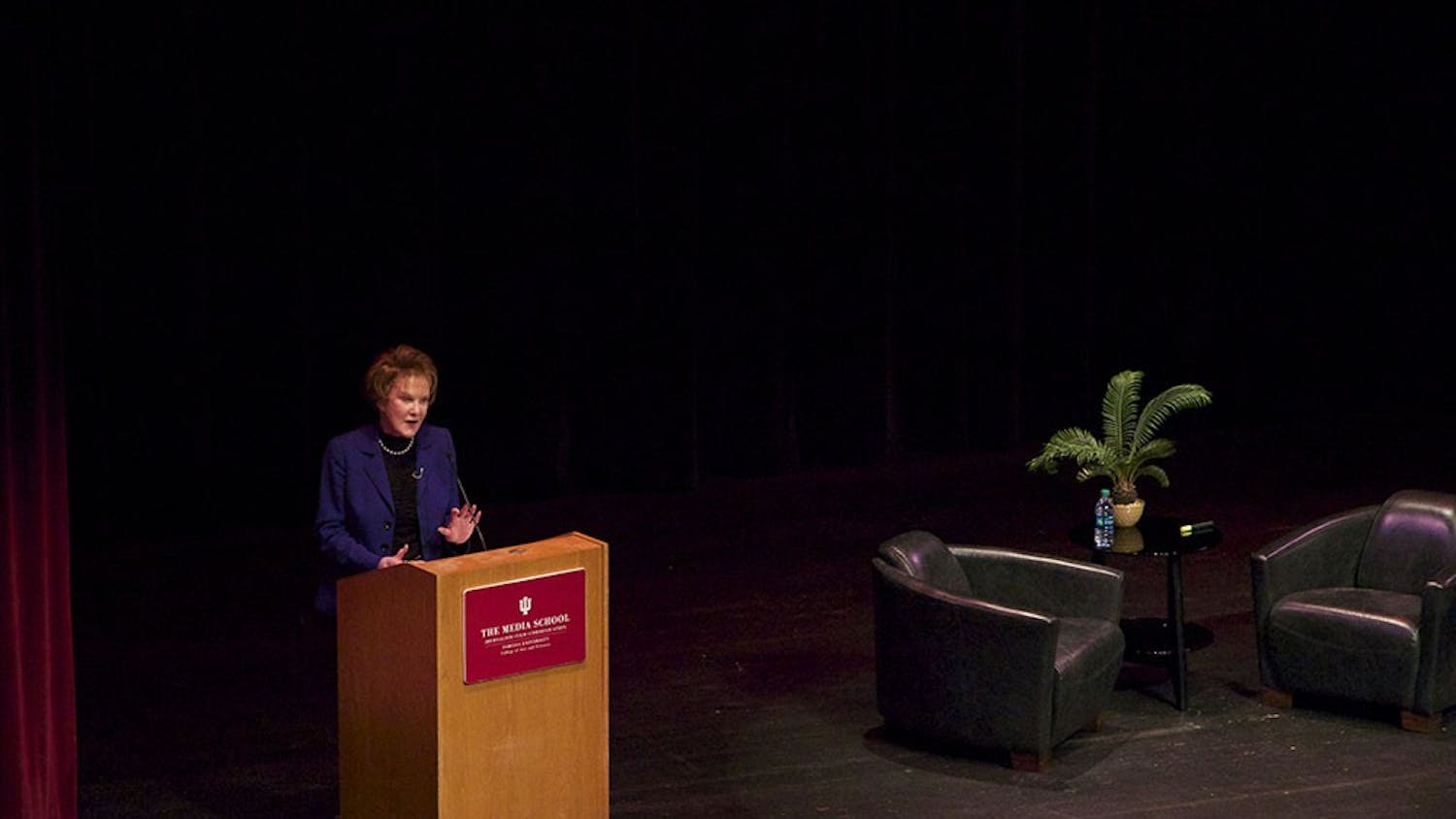 Margaret Warner speaks at the Buskirk-Chumley Theater on Monday. 