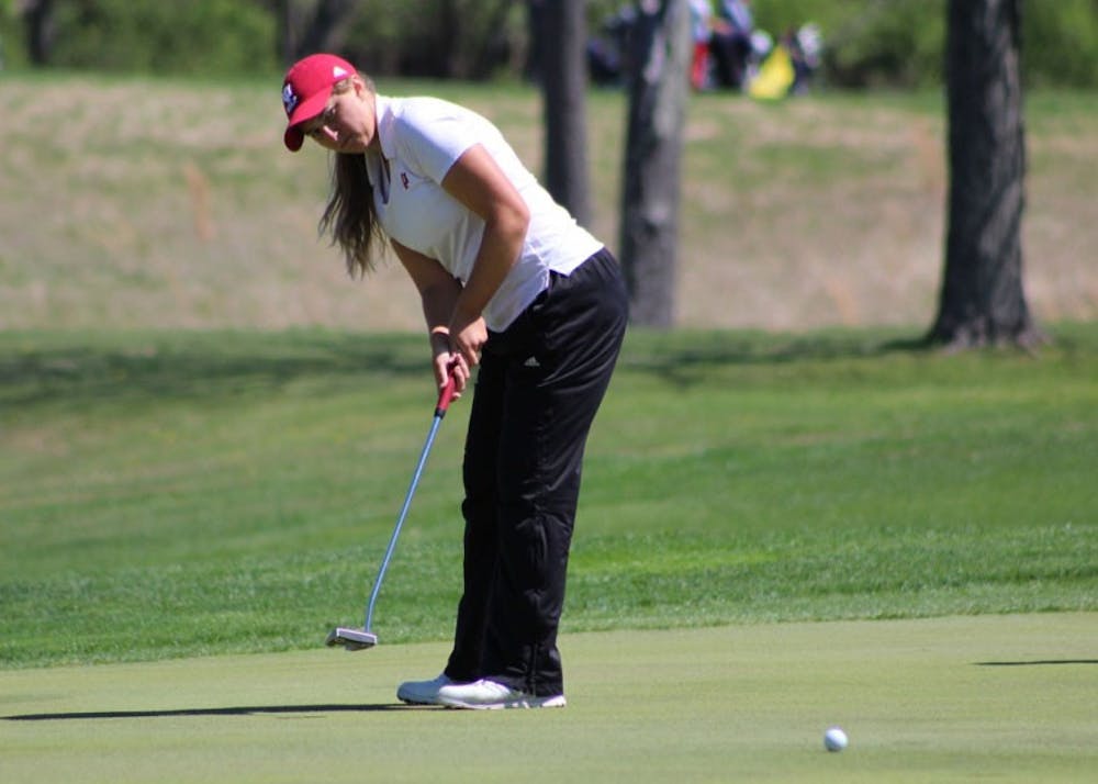 <p>Then-sophomore Erin Harper, now a junior, putts during the first round of the IU Invitational at the IU Golf Course in April. Harper finished 34-over-par after three rounds at the NCAA Championships in Stillwater, Oklahoma.</p>
