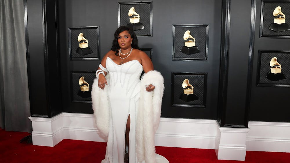 Lizzo arrives for the 62nd Grammy Awards on Jan. 26 at Staples Center in Los Angeles.