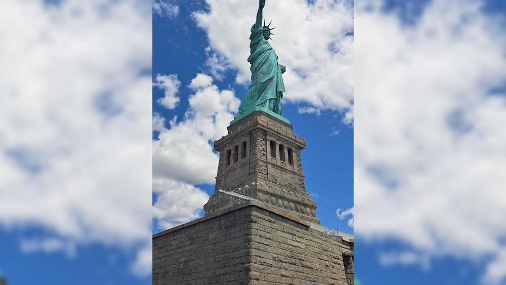The Statue of Liberty stands tall on June 5, 2023, overlooking New York City. The statue welcomed thousands of immigrants and is a sign of hope and freedom.