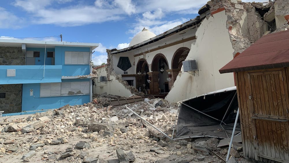 Parroquia Inmaculada Concepción church is seen after being by struck Jan. 7 by an earthquake in Guayanilla, Puerto Rico. The earthquake had a magnitude of 6.4. 
