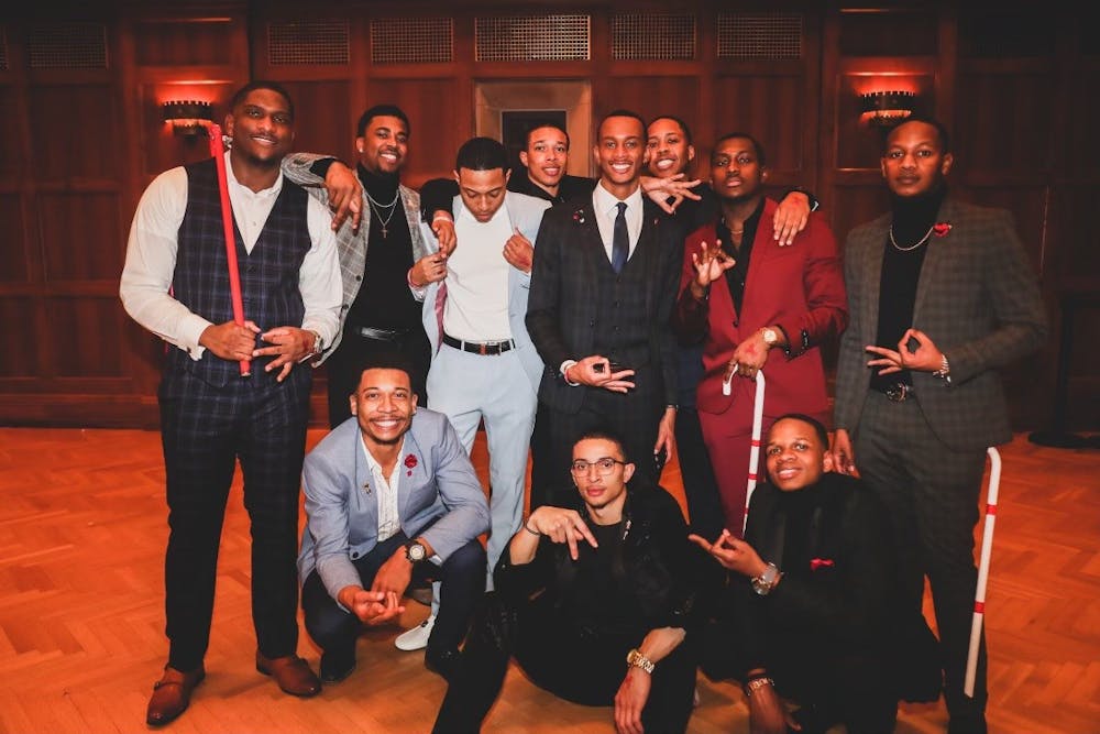 The Alpha chapter of Kappa Alpha Psi Fraternity, Incorporated, poses at the Black Diamonds and Pearls event in January in Alumni Hall.