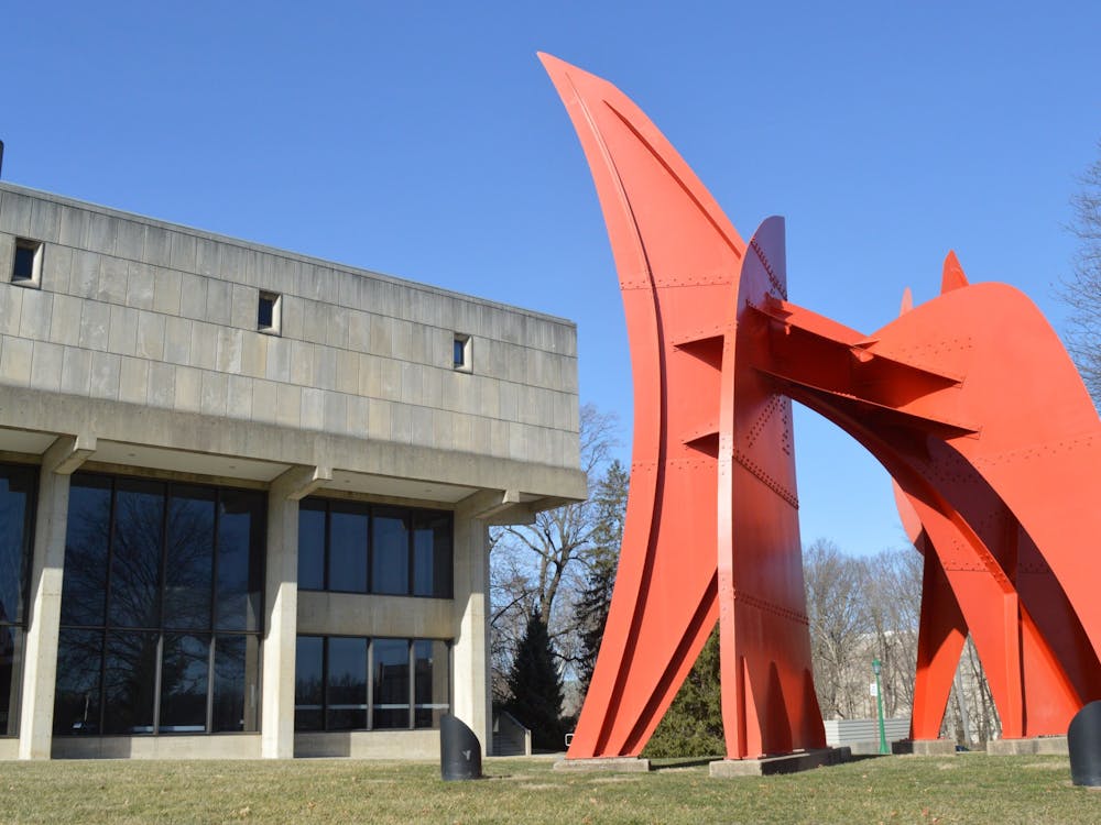 “Peau Rouge Indiana” was created by Alexander Calder for the Jacobs School of Music’s Musical Arts Center in the 1970s and is located in front of the MAC on Jordan Avenue. The sculpture was Calder’s last site-specific work before his death.